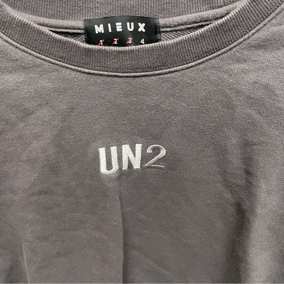 MIEUX UN2 CROP TOP SWEATER sweatshirt shadow gray size 4 (XL) - Picture 6 of 8